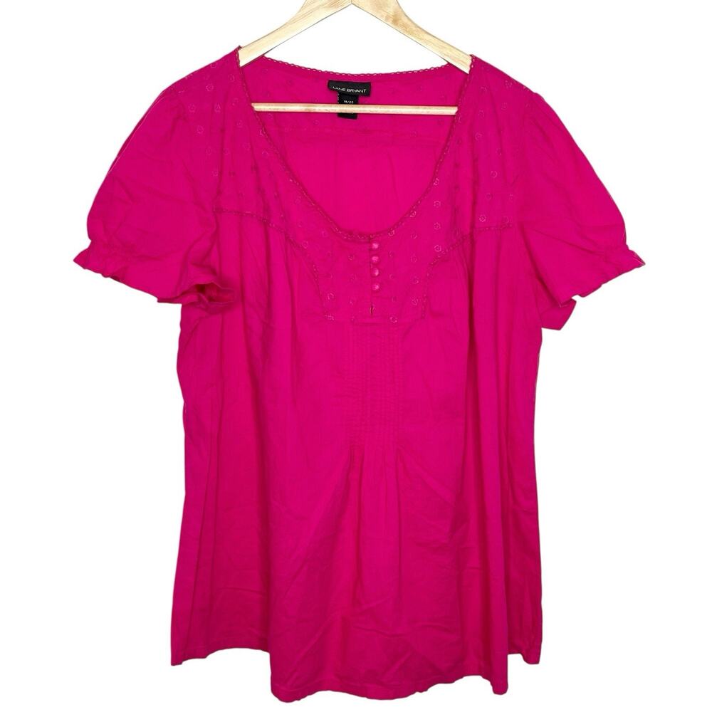 Lane Bryant Peasant Top Pink Womens 18/20 2X Cottagecore Milkmaid Fairy Boho